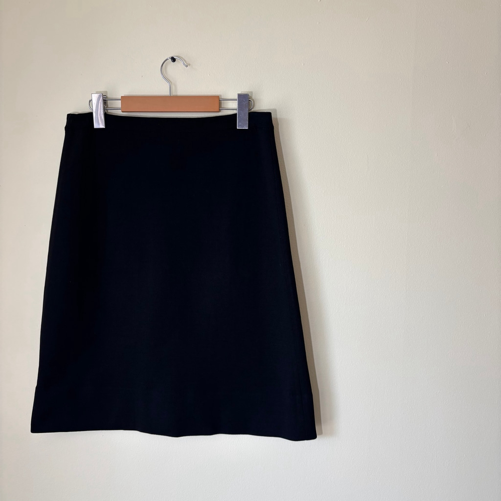 Ports Women's Pure Virgin Wool Knit A-line Black Skirt, SZ SM